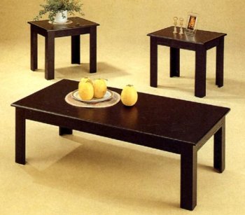 Black Oak Finish Modern 3Pc Coffee Table Set w/Parquet Details [CRCT-5169]