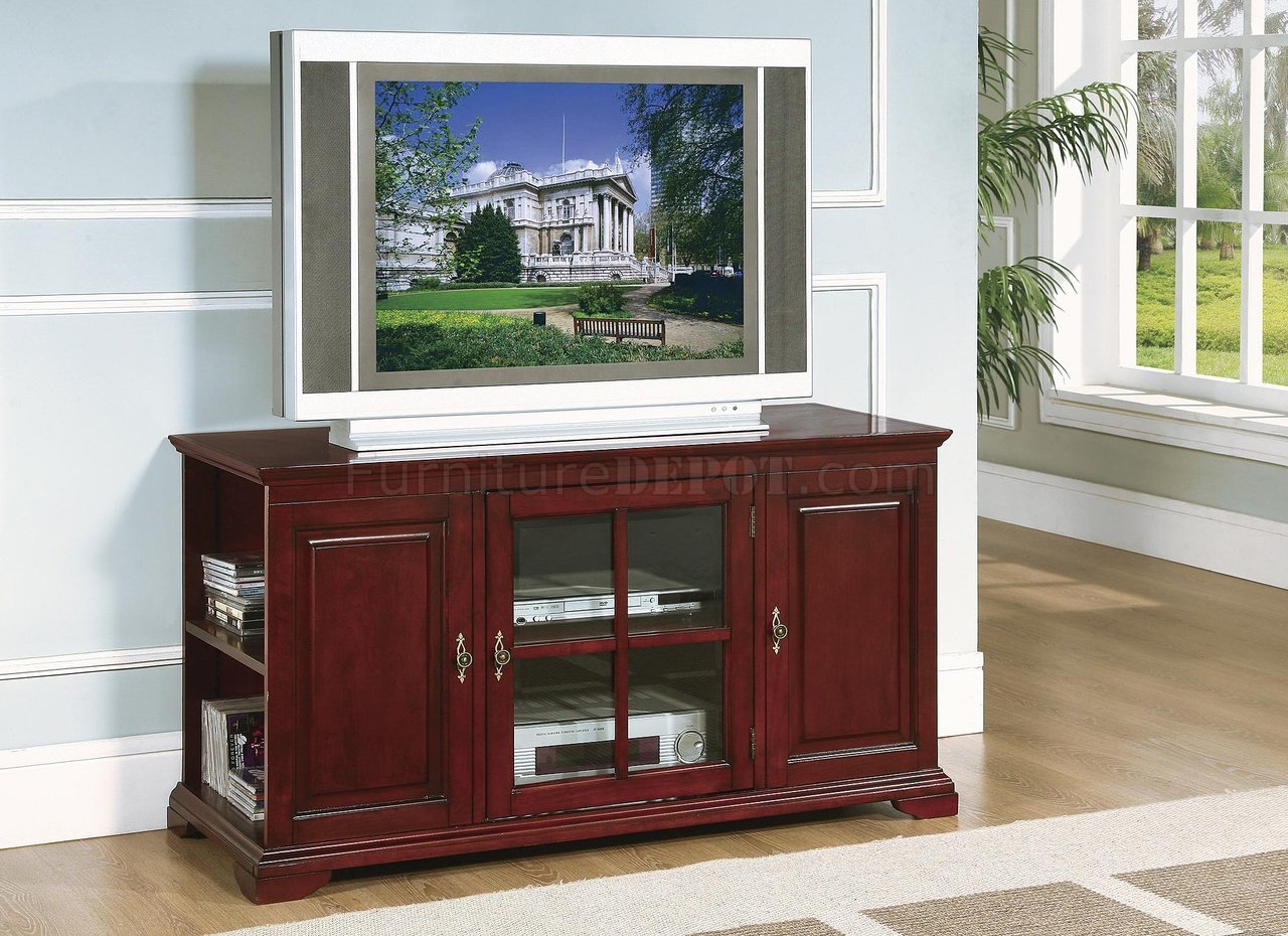 Rich Cherry Finish Traditional TV Stand w/Side Storage - Click Image to Close