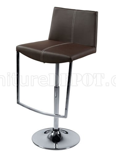 Set Of Two Brown Faux Leather Upholstery Modern Bar Stools - Click Image to Close