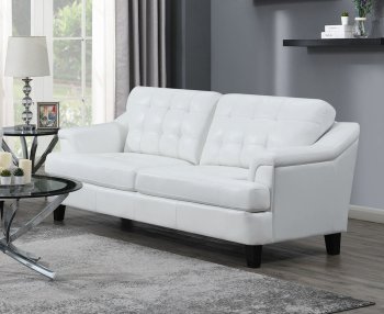 Freeport Sofa 508634 in Snow White Leatherette by Coaster [CRS-508634-Freeport Sofa]