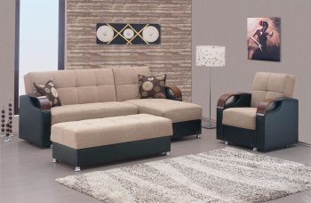 Soho Sectional Sofa in Beige Chenille Fabric by Rain w/Options [RNSS-Soho Beige]