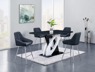 D964BT Dining Table in Black & White by Global w/Optional Stools