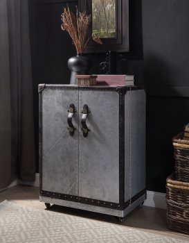 Brancaster Wine Cabinet 97802 Antique Ebony Leather by Acme [AMWC-97802 Brancaster]