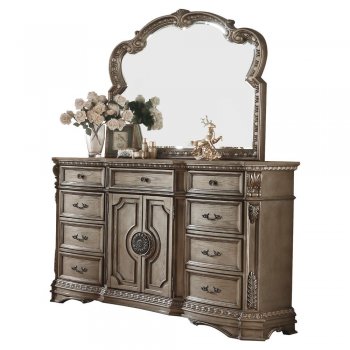 Northville Dresser 26938 in Antique Silver by Acme w/Wood Top [AMDR-26938 Northville]