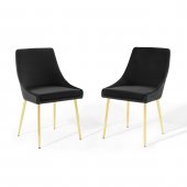 Viscount Dining Chair 3808 Set of 2 in Black Velvet by Modway
