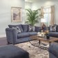 Blue Chenille Contemporary Living Room w/Hardwood Frame