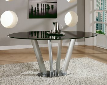 Black Marble Top Modern Dining Table w/Brushed Steel Base [CYDS-CHELSEA-DT]