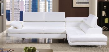 Kemi Sectional Sofa CM6553WH in White Bonded Leather w/Options [FASS-CM6553WH Kemi White]