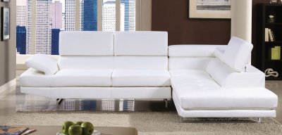 Kemi Sectional Sofa CM6553WH in White Bonded Leather w/Options