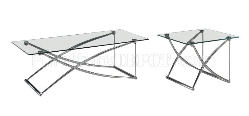 Clear Glass Top & Metal Base Modern Coffee Table w/Options - Click Image to Close