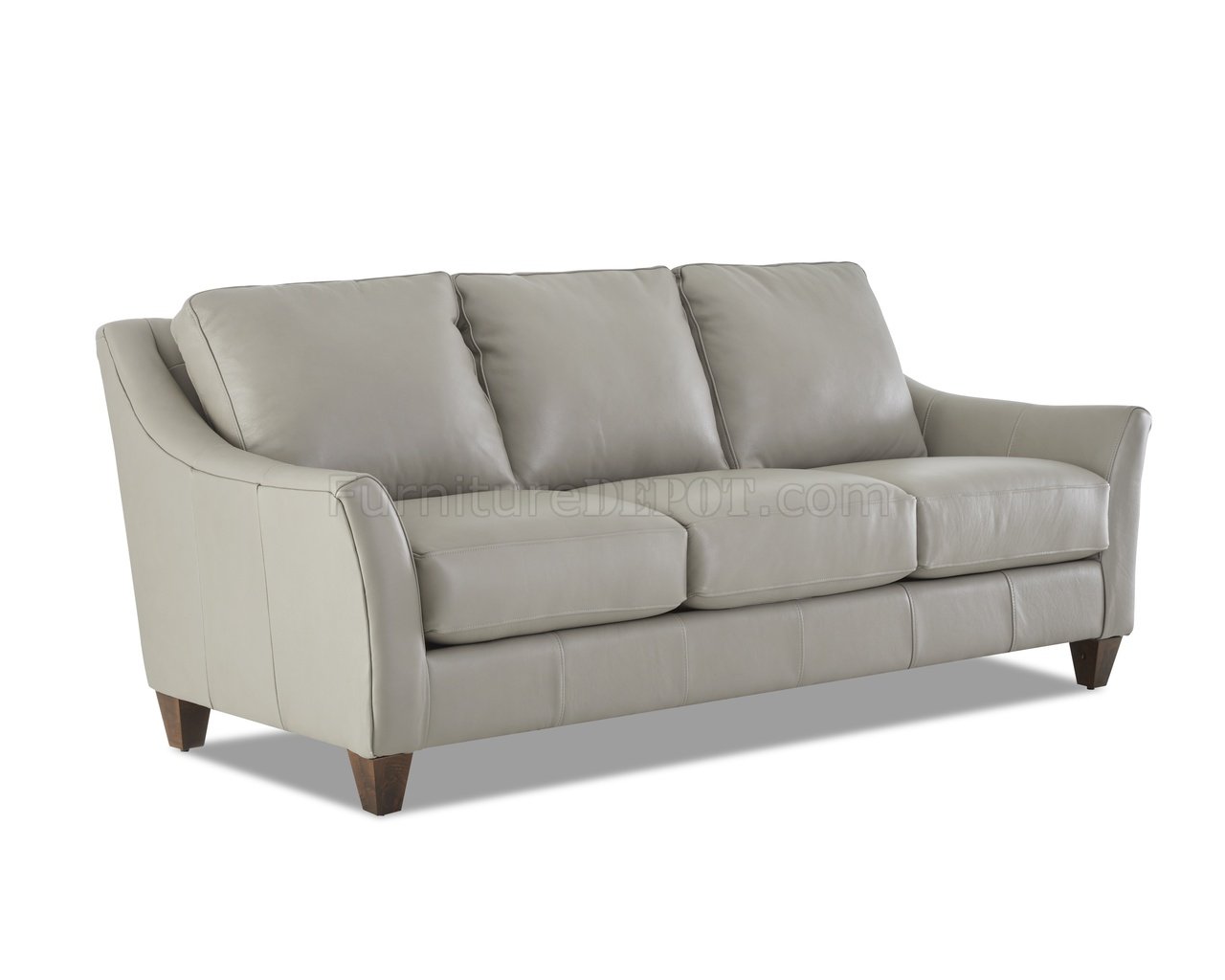 Joanna Sofa in Light Gray Leather by Klaussner w/Options