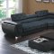 Black Bonded Leather Modern Sectional Sofa w/Adjustable Headrest