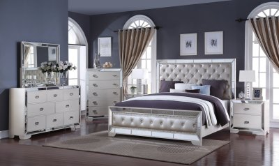 Gloria 6Pc Bedroom Set in Ivory w/Options