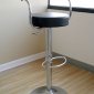 Set of Two Bar Stools W/Black Faux Leather Upholstery