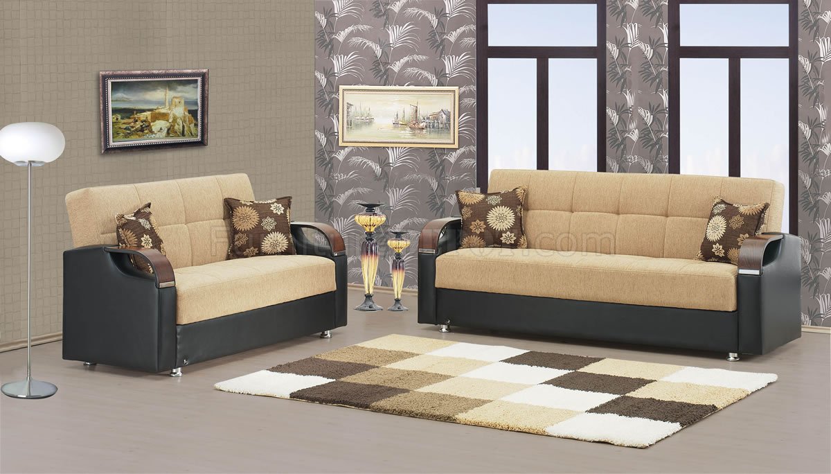 Soho Sofa Bed in Beige Chenille Fabric by Rain w/Optional Items - Click Image to Close