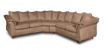 Camel Microfiber Modern Sectional Sofa w/Flared Pillow Arms [AFSS-4600-Camel]