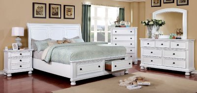 Castor Bedroom CM7590WH in White w/Storage Footboard w/Options