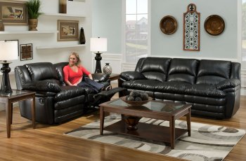 Black Bentley Bonded Leather Reclining Sofa & Loveseat Set [AFS-C330-Black]