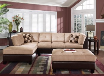 Cream Suede Two-Tone Modern Sectional Sofa w/Bycast Base [WDSS-2169]