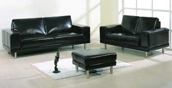 Black Bycast Leather Contemporary Living Room Set [BHS-Concorde Black]