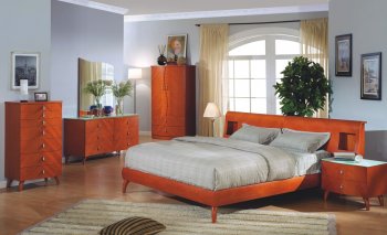 Cherry Finish Contemporary Bedroom Set w/Optional Case Goods [EFBS-G007 CHERRY]