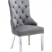 Milano Dining Chair Set of 2 in Gray Velvet