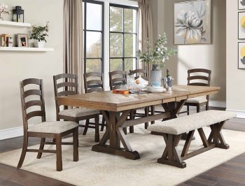Pascaline DN00702 Dining Table Brown & Oak by Acme w/Options [AMDS-DN00702 Pascaline]