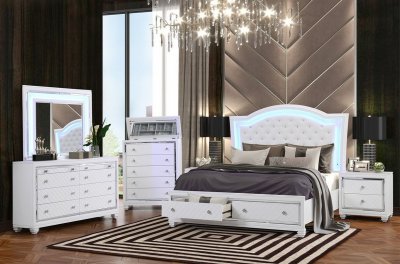 Shiney Bedroom Set 5Pc in White