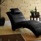 Black Bonded Leather Modern Chaise Lounger w/Pillow