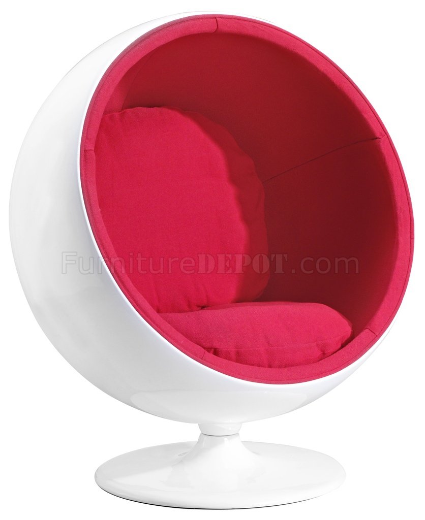 Red or Black Cushioned Seat Modern Sphere Shape Chair - Click Image to Close