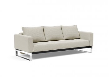 Cassius Quilt Sofa Bed Natural Fabric w/Chrome Legs - Innovation [INSB-Cassius-Quilt-Chrome-527]