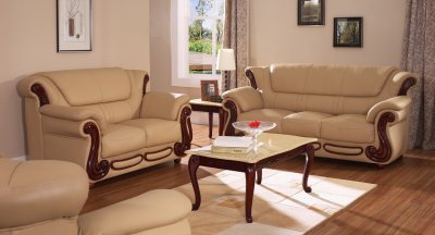 Elegant Honey Color Bonded Leather Living Room Sofa w/Options