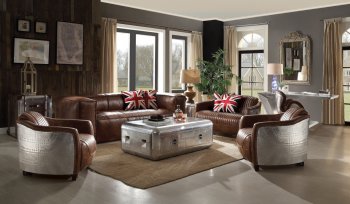 Brancaster Sofa 53545 in Brown Leather by Acme w/Options [AMS-53545-Brancaster]