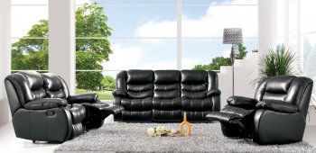 S629-B Reclining Sofa in Black Leather by Pantek w/Options [PKS-S629-B Black]