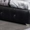 Black Button-Tufted Faux Leather Modern Platform Bed w/Storage