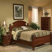 Warm Brown Finish Traditional Bedroom Set w/Arched Headboard