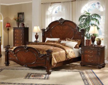 Deep Cherry Finish Classic Traditional Bedroom w/Optional Items [HEBS-1404]