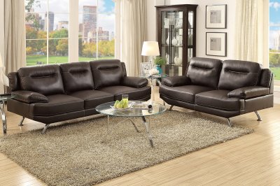 F7927 Sofa & Loveseat Set in Espresso Bonded Leather by Boss