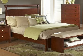 Cherry Finish Contemporary Bedroom w/Optional Casegoods [HEBS-1474]