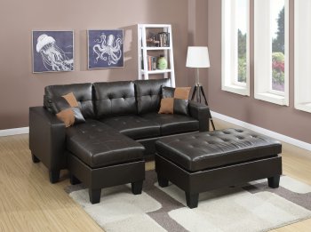 F6927 Sectional Sofa in Espresso Bonded Leather by Boss [PXSS-F6927]