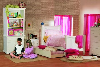 Satin White Finish Kid's Contemporary Bedroom [LSBS-CHELSEA]
