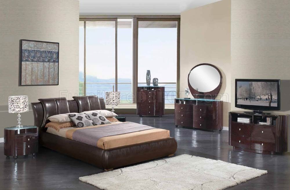 8269 Emily Wenge Bedroom Set by Global w/Brown Bed & Options - Click Image to Close
