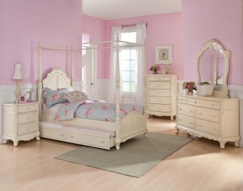 Cinderella 1386 Kids Bedroom Off-White by Homelegance w/Options [HEKB-1386PP Cinderella Canopy]