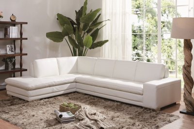 Block Sectional Sofa in White Leather by Beverly Hills