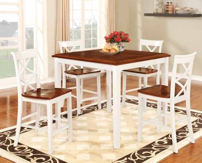 D161-5 Counter Height Dining Set 5Pc in Cherry & White