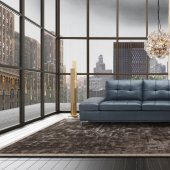Leonardo Sectional Sofa in Blue Leather by J&M w/Storage