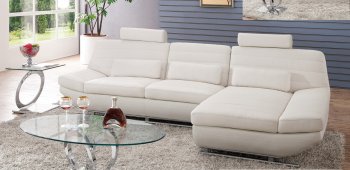 S801 Sectional Sofa in White Leather by Pantek [PKSS-S801-White]