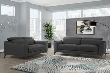 U6008 Sofa in Dark Gray Leather by Global w/Options [GFS-U6008 Dark Gray]
