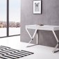 Noho Office Desk in High Gloss White by J&M w/ Chrome Legs