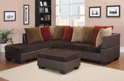 U88018 Sectional Sofa in Chocolate Corduroy Fabric by Global